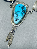 Fantastic Vintage Native American Navajo Sleeping Beauty Turquoise Sterling Silver Necklace-Nativo Arts