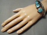 Native American Museum Vintage Navajo Turquoise Kachina Sterling Silver Bracelet Old-Nativo Arts