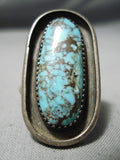One Of The Best Vintage Native American Navajo Old Kingman Turquoise Sterling Silver Ring-Nativo Arts
