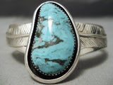 Exquisite Vintage Native American Navajo Blue Diamond Turquoise Sterling Silver Bracelet-Nativo Arts