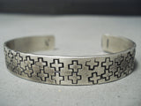 World Of Crosses Native American Zuni Ange Chavez Sterling Silver Bracelet-Nativo Arts