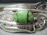 One Of The Best Vintage Native American Navajo Gaspeite Sterling Silver Bangle Bracelet-Nativo Arts