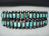 Early Museum Vintage Native American Zuni Squared Turquoise Sterling Silver Bracelet-Nativo Arts