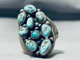 One Of The Best Chunky Vintage Native American Navajo Turquoise Cluster Sterling Silver Ring-Nativo Arts