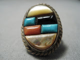 Marvelous Vintage Native American Navajo Turquoise Sterling Silver Ring Old-Nativo Arts