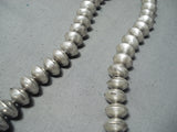 Hand Tooled Vintage Native American Navajo Sterling Silver Bead Necklace Old-Nativo Arts