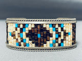 Unique Vintage Native American Navajo Turquoise & Heishi Sterling Silver Bracelet-Nativo Arts