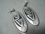 Historical Vintage Michael Kabotie Native American Hopi Sterling Silver Earrings-Nativo Arts