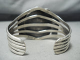 Intense Vintage Native American Navajo Carico Lake Turquoise Sterling Silver Bracelet Old-Nativo Arts
