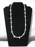 Awesome Vintage Native American Navajo Old Kingman Turquoise Sterling Silver Necklace Old-Nativo Arts