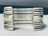 Classic Vintage Native American Navajo Solid Sterling Silver Massive Bracelet-Nativo Arts