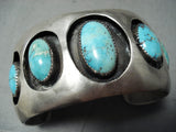 Huge Vintage Native American Navajo Turquoise Shadow Sterling Silver Bracelet Cuff Old-Nativo Arts