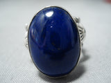 Beautiful Navajo Native American Huge Lapis Sterling Silver Ring-Nativo Arts