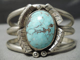 Superior Vintage Native American Navajo Domed Light Blue Turquoise Sterling Silver Bracelet Old-Nativo Arts