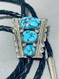 Important Vintage Native American Zuni Sleeping Beauty Turquoise Sterling Silver Bolo Signed-Nativo Arts