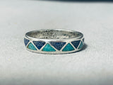 Astounding Vintage Native American Navajo Turquoise & Lapis Sterling Silver Ring-Nativo Arts