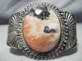 Heavy Thick Vintage Native American Navajo Early Petrified Wood Sterling Silver Bracelet-Nativo Arts