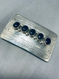 Unique Vintage Native American Navajo Black Onyx Sterling Silver Buckle-Nativo Arts