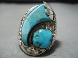 Incredible Vintage Native American Navajo Fred Platero Sterling Silver Turquoise Ring Old-Nativo Arts