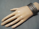 Exceptional Vintage Navajo Sterling Silver Heavy Bracelet Old Native American-Nativo Arts