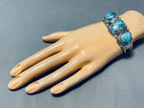 Important Jo Tso Native American Navajo Pilot Mountain Turquoise Sterling Silver Bracelet-Nativo Arts