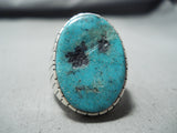 Incredible Vintage Native American Navajo Kingman Turquoise Sterling Silver Ring-Nativo Arts