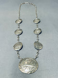 Longer Quite Detailed Vintage Native American Navajo Sterling Silver Necklace- Amazing-Nativo Arts