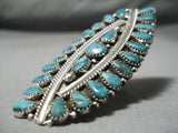 Big Waving Native American Navajo Turquoise Cluster Sterling Silver Ring-Nativo Arts
