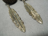 Wonderful Vintage Native American Navajo Feather Sterling Silver Earrings-Nativo Arts
