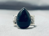 Stunning Native American Navajo Black Onyx Sterling Silver Ring Signed Ben Begaye (d)-Nativo Arts