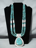 Native American Important Tony Aguilar Santo Domingo Turquoise Sterling Silver Necklace-Nativo Arts
