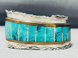 One Of The Most Unique Ever Vintage Native American Navajo Turquoise Sterling Silver Bracelet-Nativo Arts