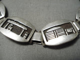 Marvelous Vintage Native American Navajo Hand Tooled Rare Sterling Silver Link Bracelet-Nativo Arts