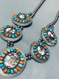 One Of The Most Unique Ever Vintage Native American Navajo Turquoise Sterling Silver Necklace-Nativo Arts