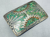 Exceptional Vintage Native American Navajo Turquoise Sterling Silver Buckle Signed-Nativo Arts
