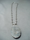 Heavy Native American Navajo Pilot Mountain Turquoise Sterling Silver Necklace-Nativo Arts