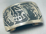 Dancing Kachina Signed Vintage Native American Navajo Sterling Silver Bracelet-Nativo Arts