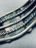 Heavy Quality Native American Navajo #8 Turquoise Sterling Silver Martinez Bracelet-Nativo Arts