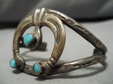 Very Rare Vintage Native American Navajo Naja Turquoise Sterling Silver Bracelet Old-Nativo Arts