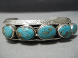 Superior Vintage Native American Navajo Old Circular Turquoise Sterling Silver Bracelet-Nativo Arts