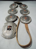 Huge Old Heavy Vintage Native American Navajo Hand Wrought Sterling Silver Concho Belt-Nativo Arts