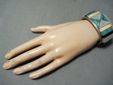 One Of The Best Vintage Native American Navajo Blue Diamond Turquoise Sterling Silver Bracelet-Nativo Arts