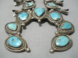 Quality Vintage Native American Navajo Turquoise Sterling Silver Squash Blossom Necklace Old-Nativo Arts