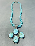 Breathtaking Vintage Native American Navajo 4 Morenci Kingman Turquoise Sterling Silver Necklace-Nativo Arts