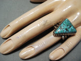Besy Jerry Stevin Vintage Native American Navajo Pilot Mountain Turquoise Sterling Silver Ring-Nativo Arts
