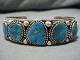 Stunning Vintage Native American Navajo Blue Gem Turquoise Sterling Silver Bracelet Cuff Old-Nativo Arts