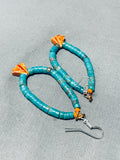 Very Rare Vintage Native American Navajo Turquoise Sterling Silver Jacla Earrings-Nativo Arts