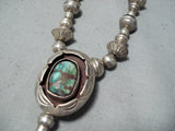 Striking Vintage Native American Navajo Royston Turquoise Sterling Sivler Necklace Old-Nativo Arts