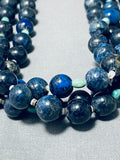 One Of The Best And Unique Native American Navajo Rounded Lapis Heishi Necklace-Nativo Arts