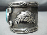 Statement Vintage Native American Navajo Blue Diamond Turquoise Sterling Silver Bracelet-Nativo Arts
